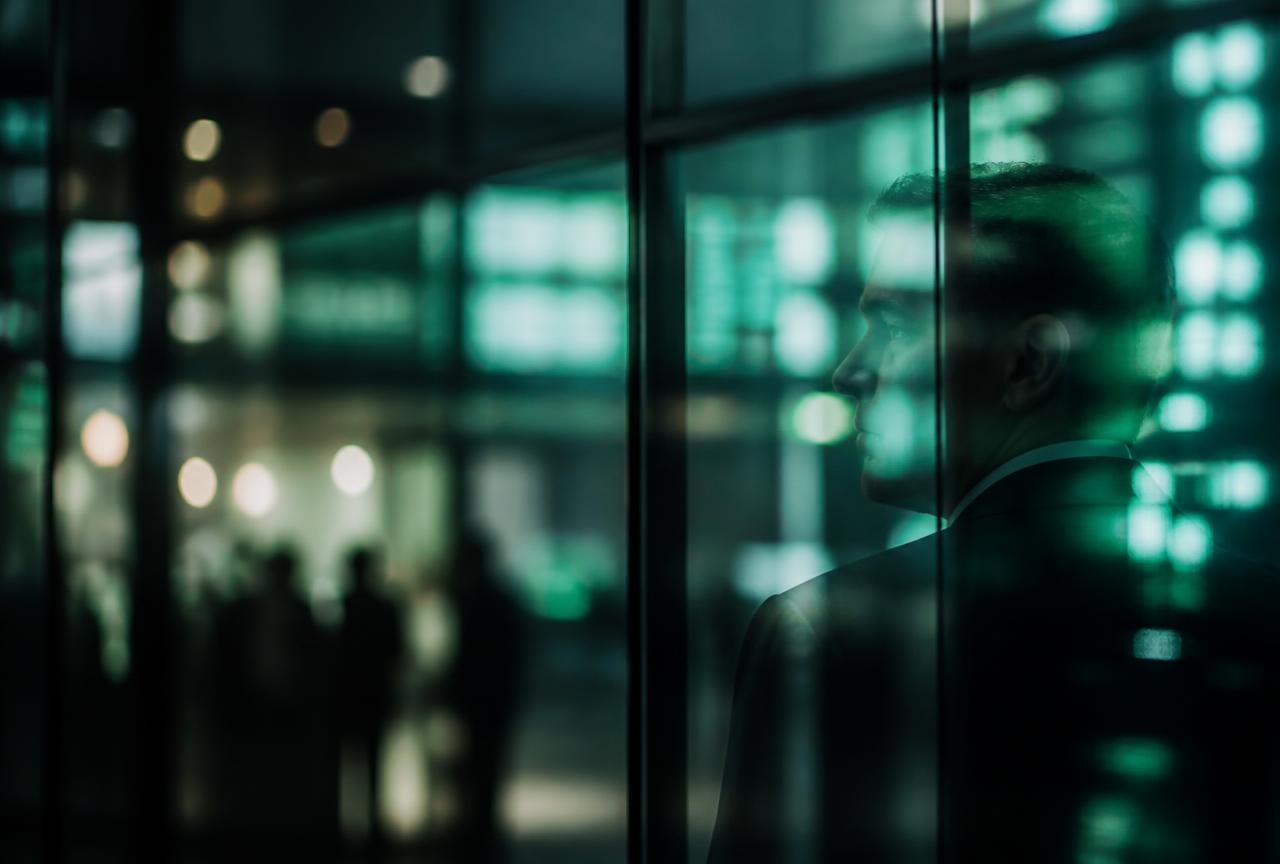 Executivo analisando telas de dados do mercado de cibersegurança